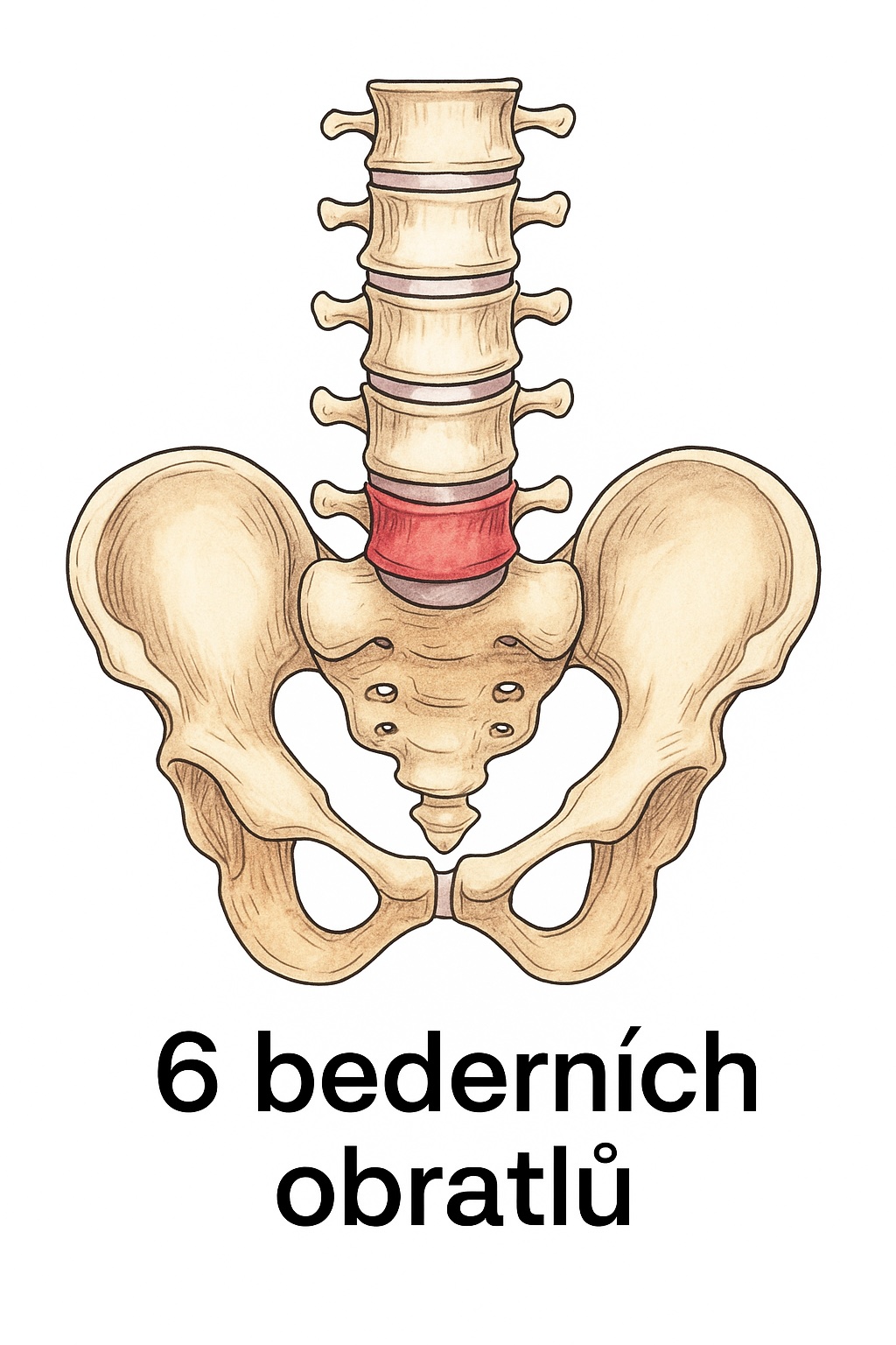 6 bederních obratlů