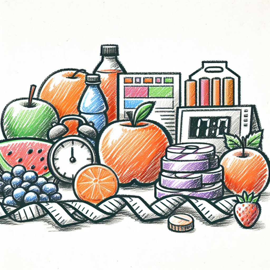 Pastelková ilustrace znázorňující téma: Diety