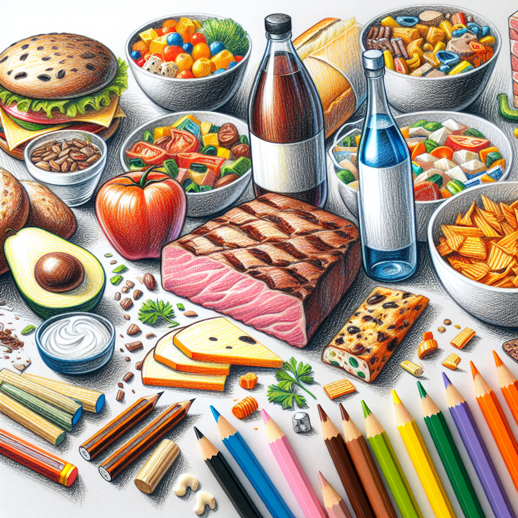 Pastelková ilustrace znázorňující téma: Stravování