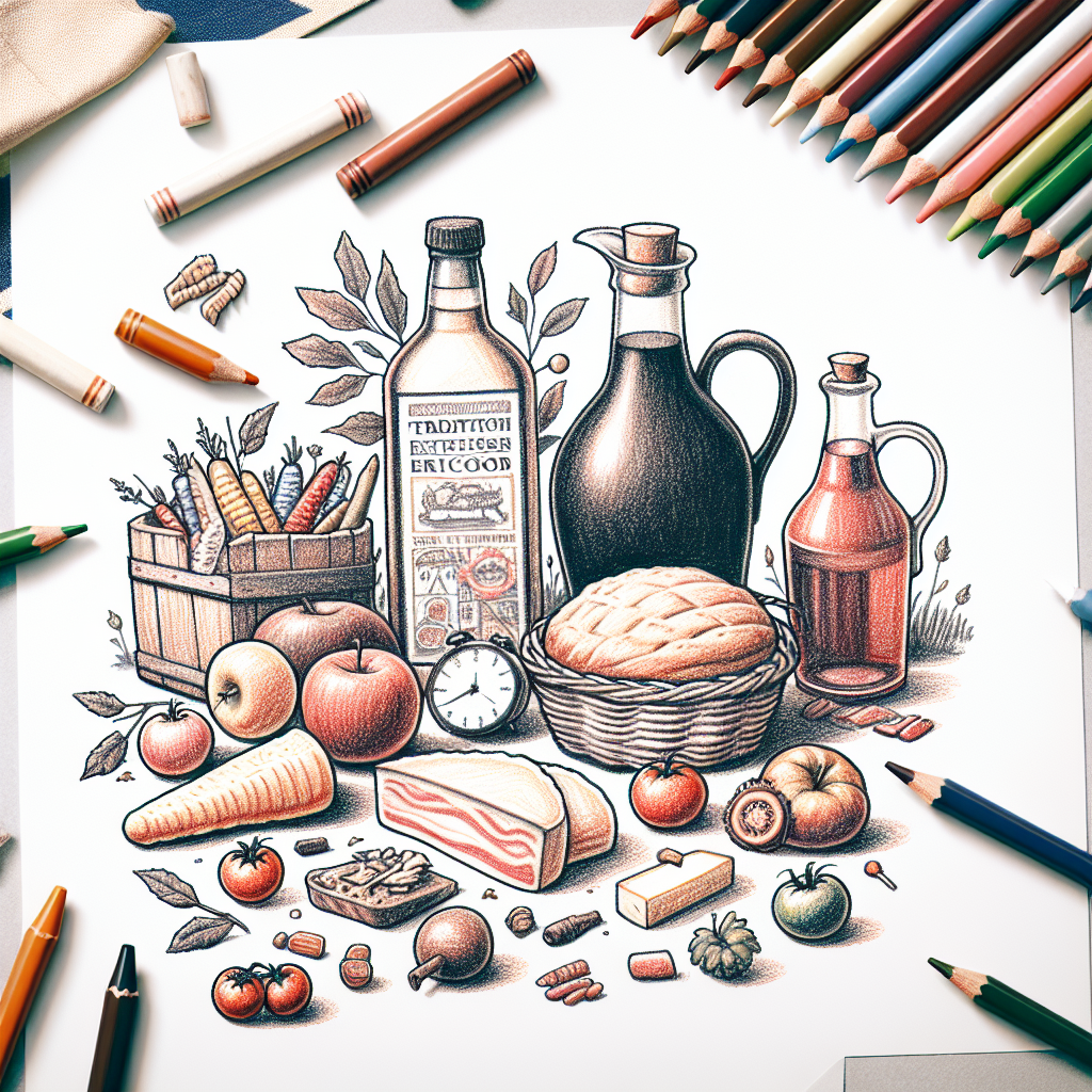 Pastelková ilustrace znázorňující téma: Kuchyně