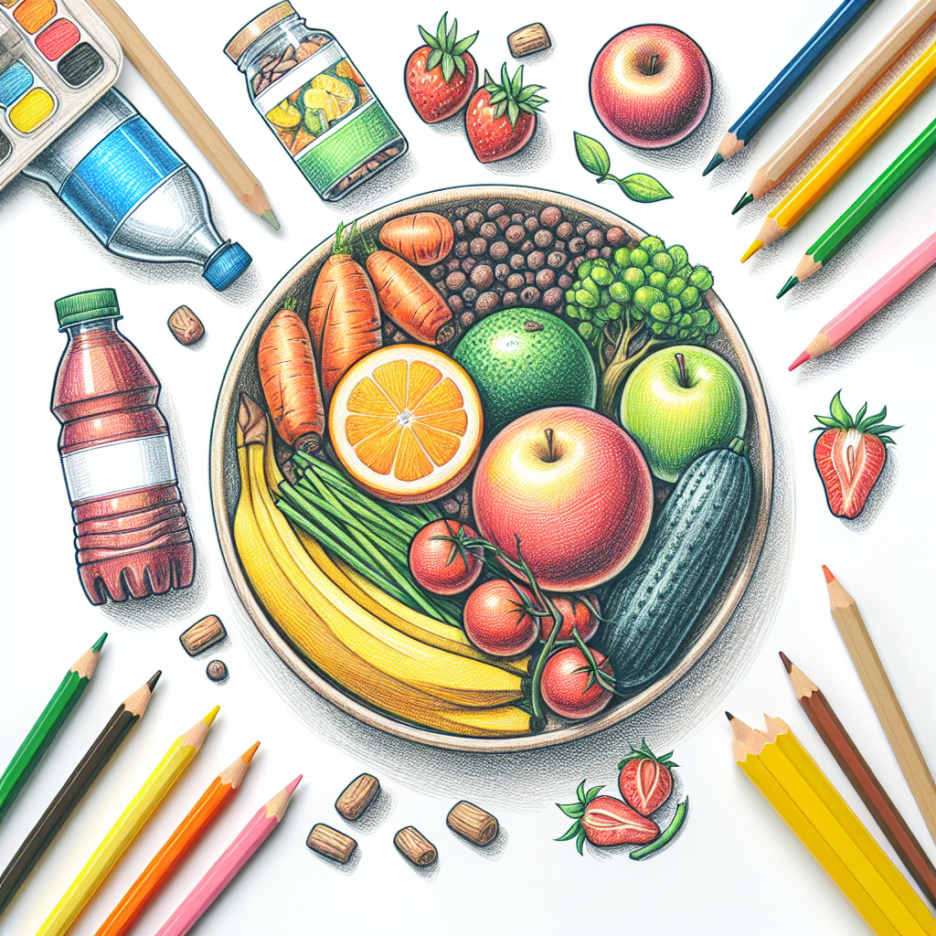Pastelková ilustrace znázorňující téma: Zdravá výživa