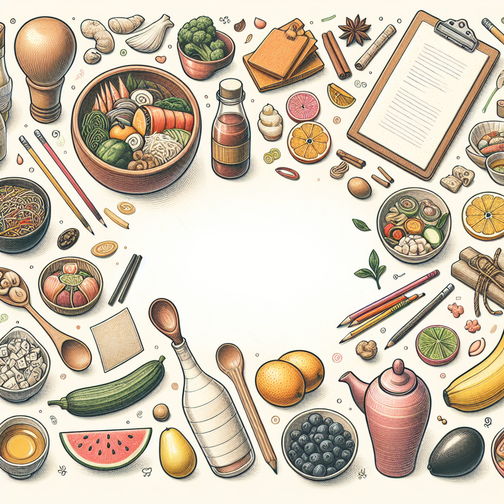 Pastelková ilustrace znázorňující téma: Asijská kuchyně
