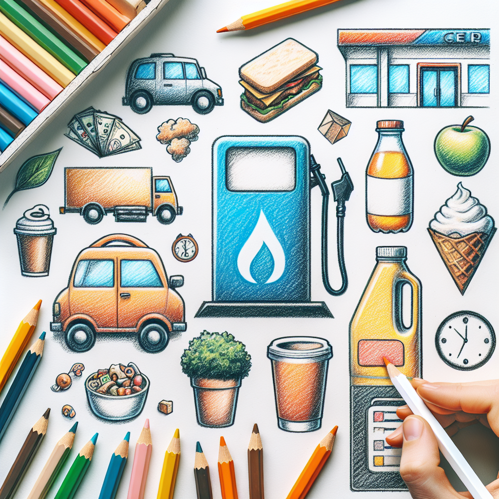 Pastelková ilustrace znázorňující téma: Cestování a stravování
