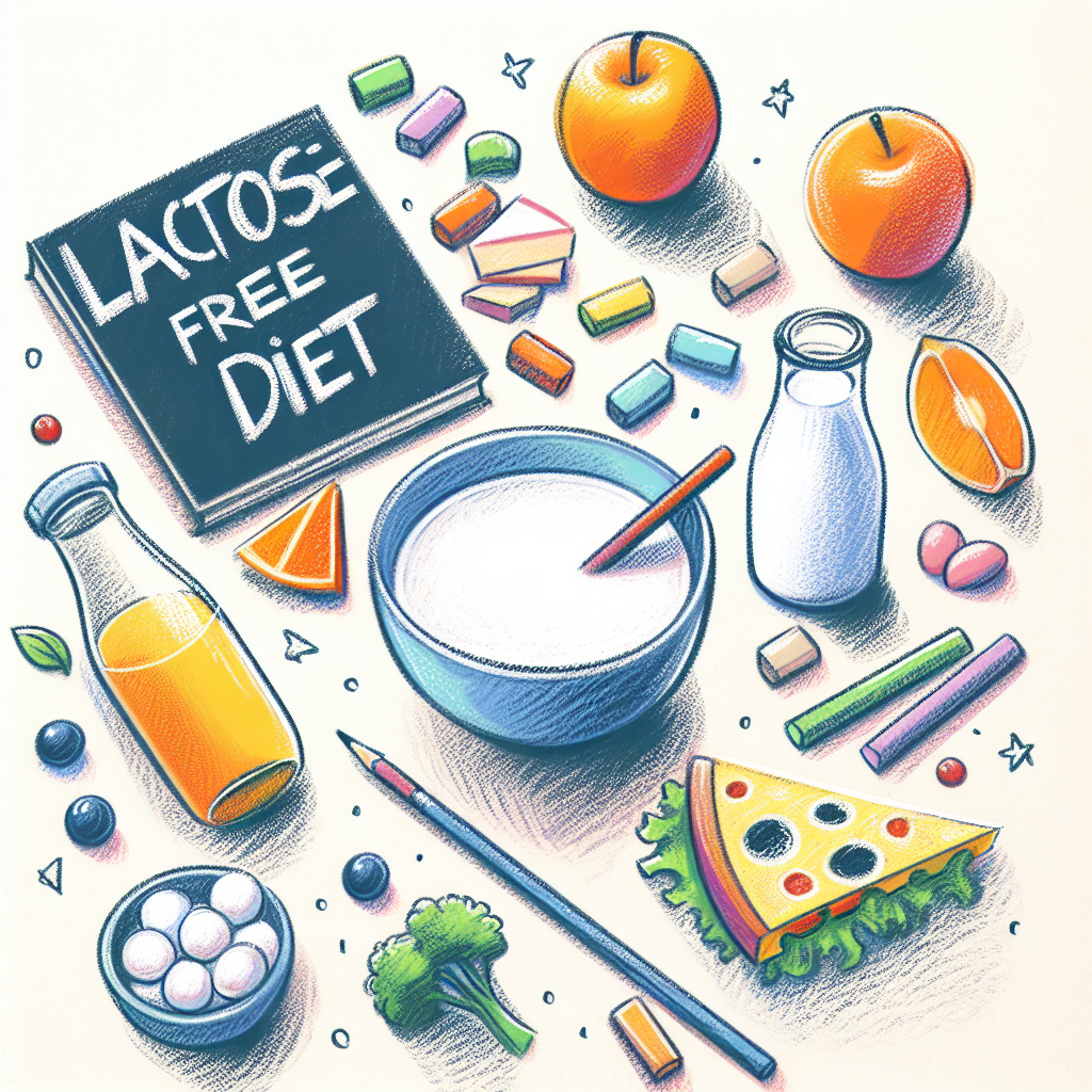 Pastelková ilustrace znázorňující téma: Bezlaktózová dieta