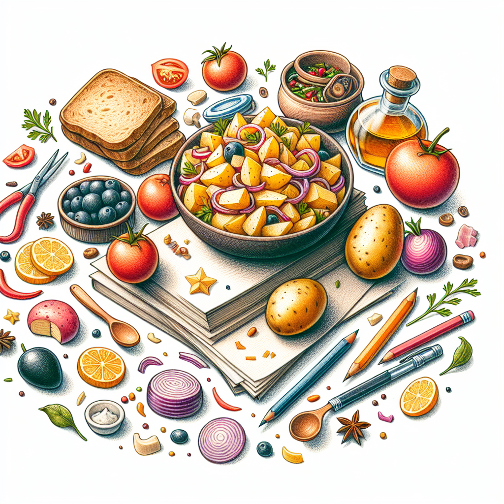 Pastelková ilustrace znázorňující téma: Česká kuchyně