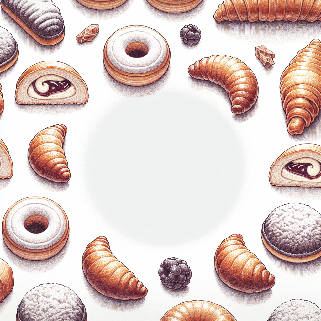 Pastelková ilustrace znázorňující téma: Sladké pečivo