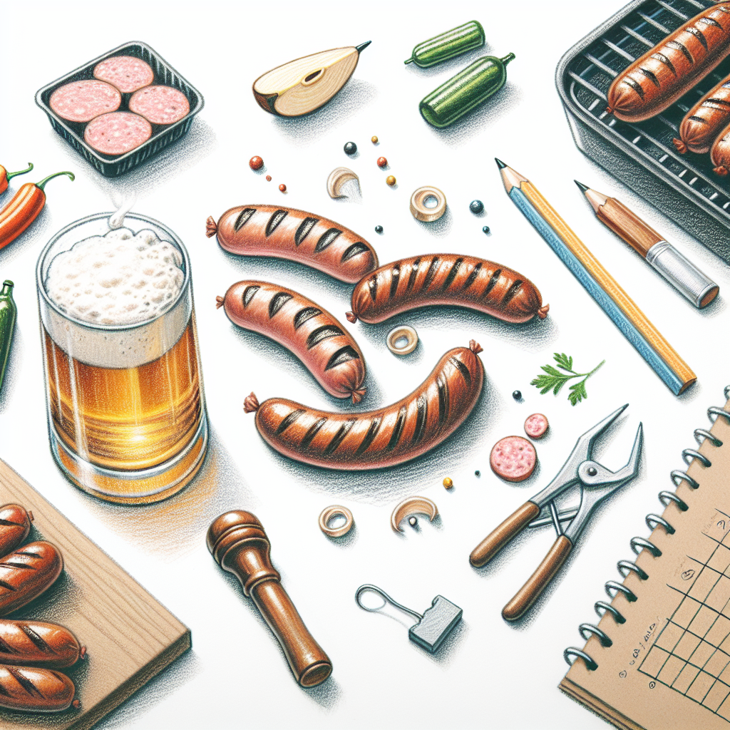 Pastelková ilustrace znázorňující téma: Recepty na grilování