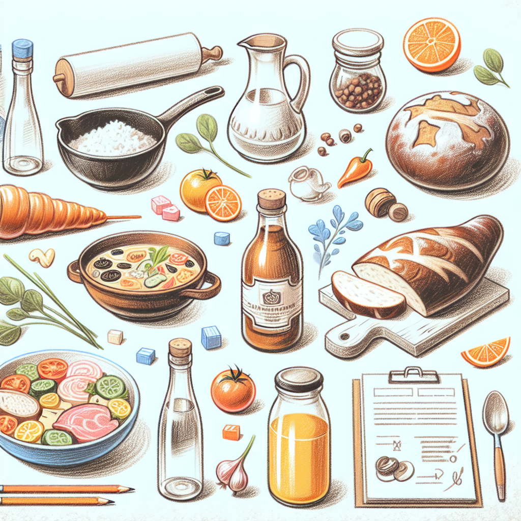 Pastelková ilustrace znázorňující téma: Česká kuchyně