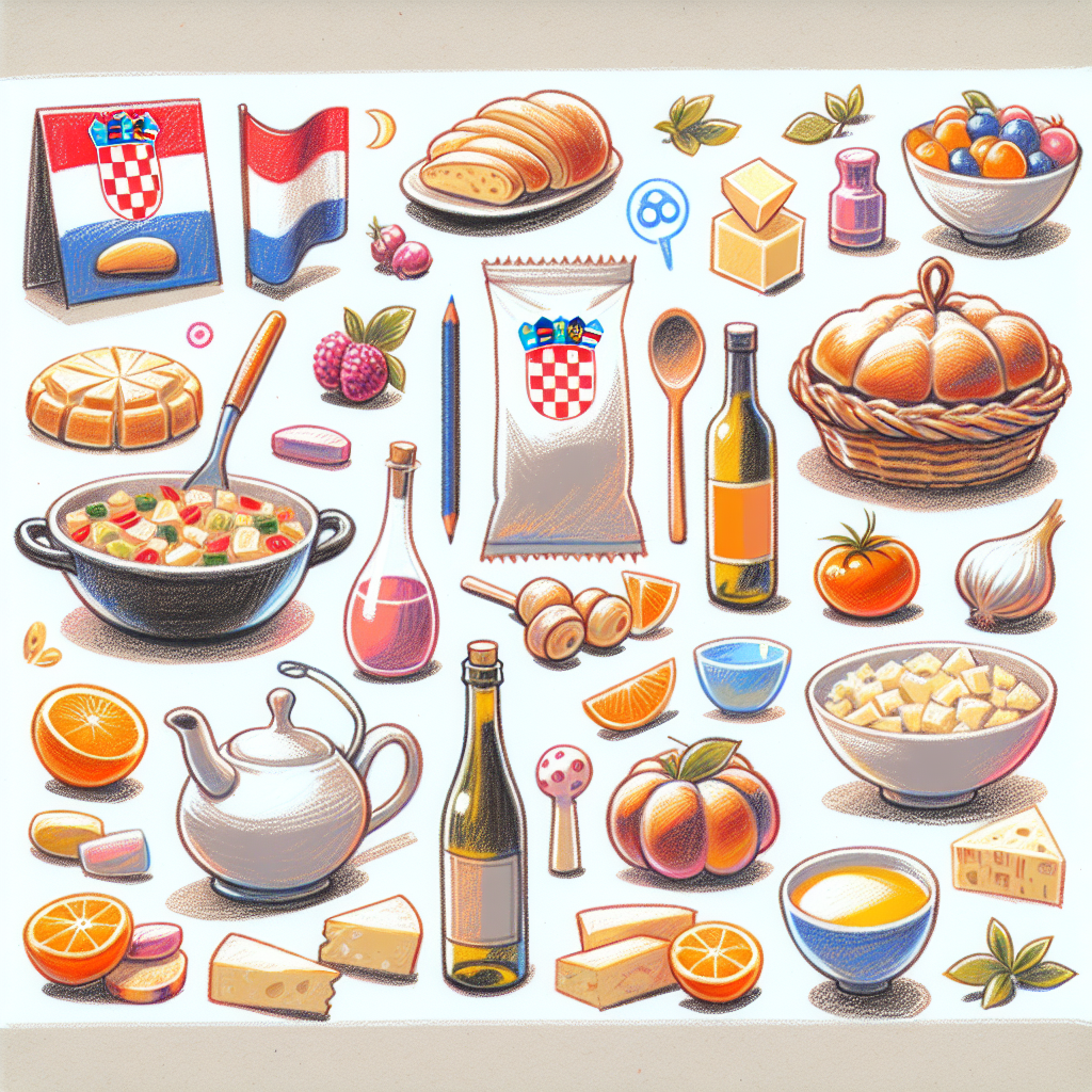 Pastelková ilustrace znázorňující téma: Gastronomie