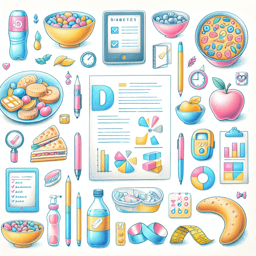 Pastelková ilustrace znázorňující téma: Cukrovka a výživa