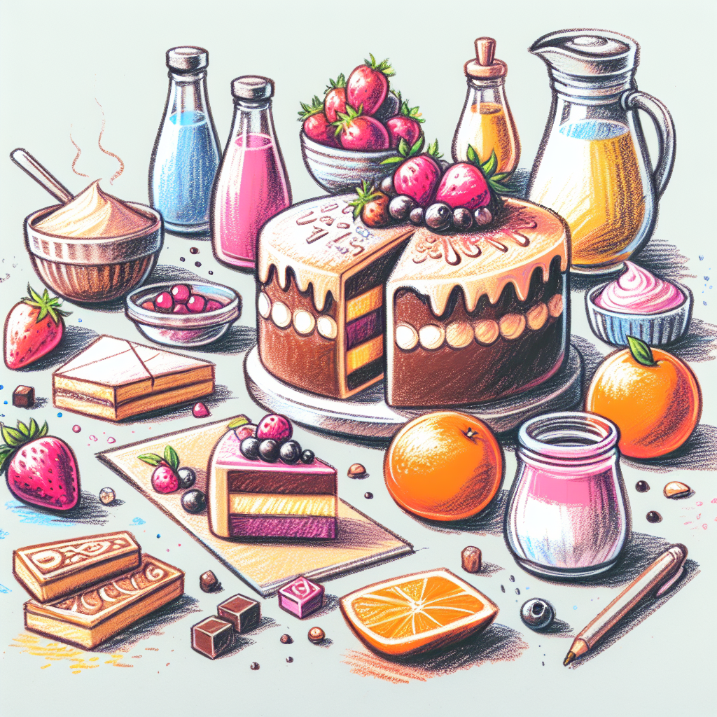 Pastelková ilustrace znázorňující téma: Dezerty