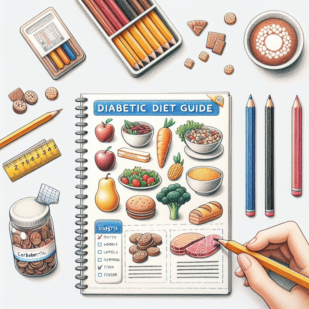 Pastelková ilustrace znázorňující téma: Diabetická dieta
