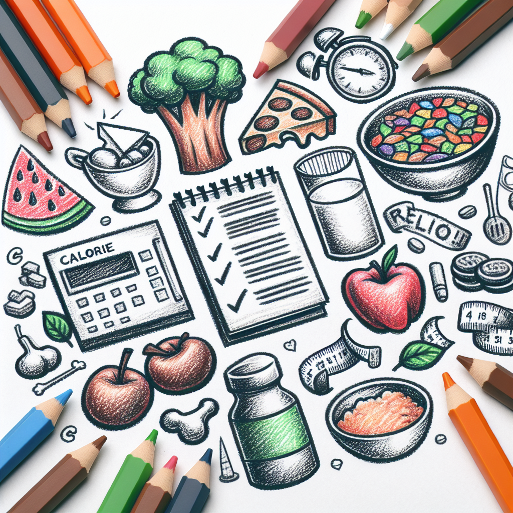Pastelková ilustrace znázorňující téma: Diety a výživa