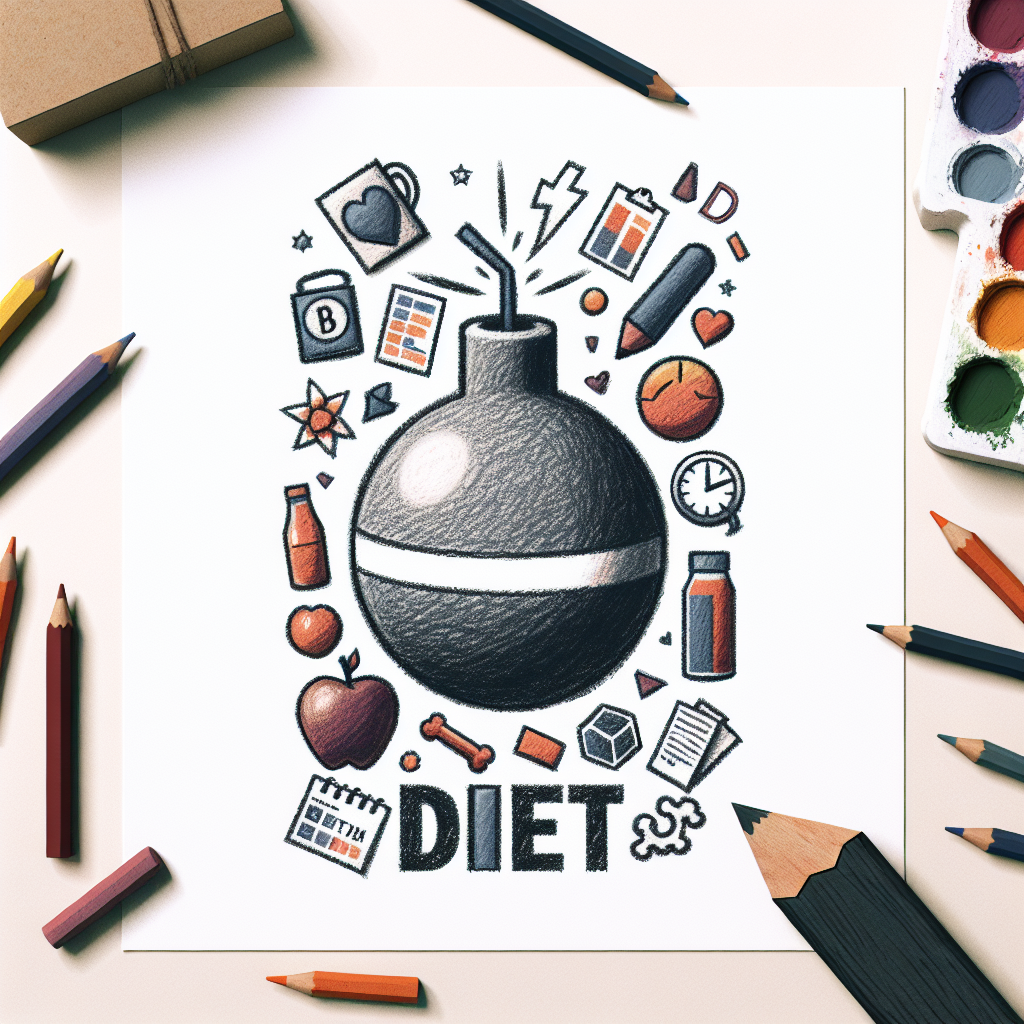 Pastelková ilustrace znázorňující téma: Diety a výživa