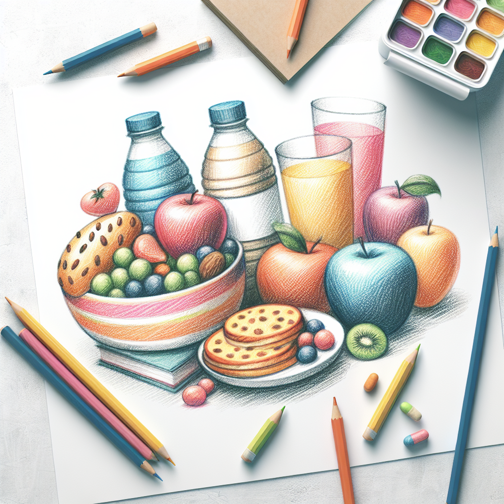 Pastelková ilustrace znázorňující téma: Zdravá výživa