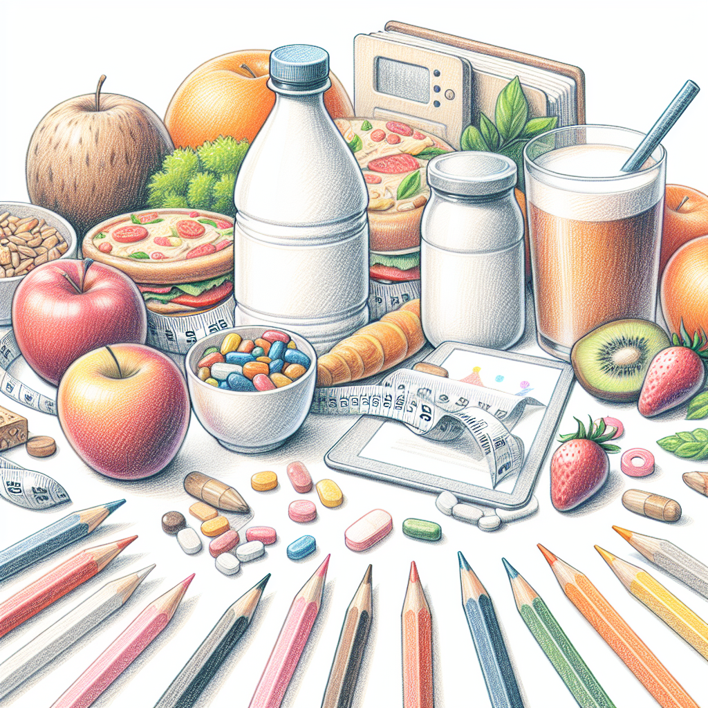Pastelková ilustrace znázorňující téma: Diety a výživa