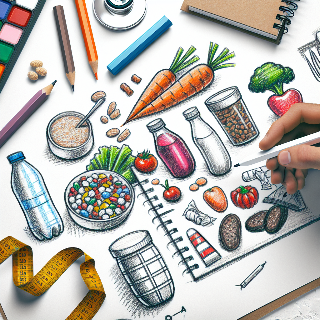 Pastelková ilustrace znázorňující téma: Výživa
