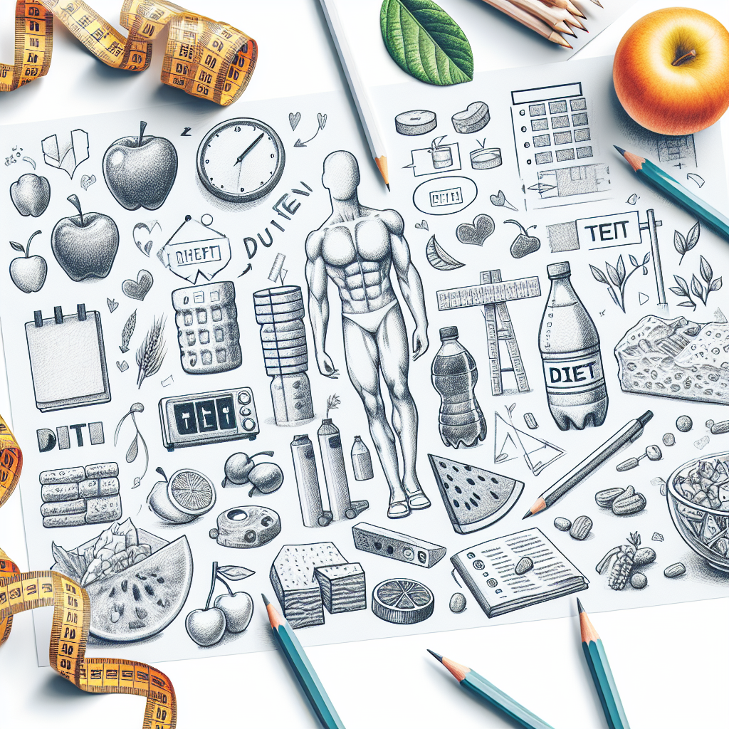 Pastelková ilustrace znázorňující téma: Diety