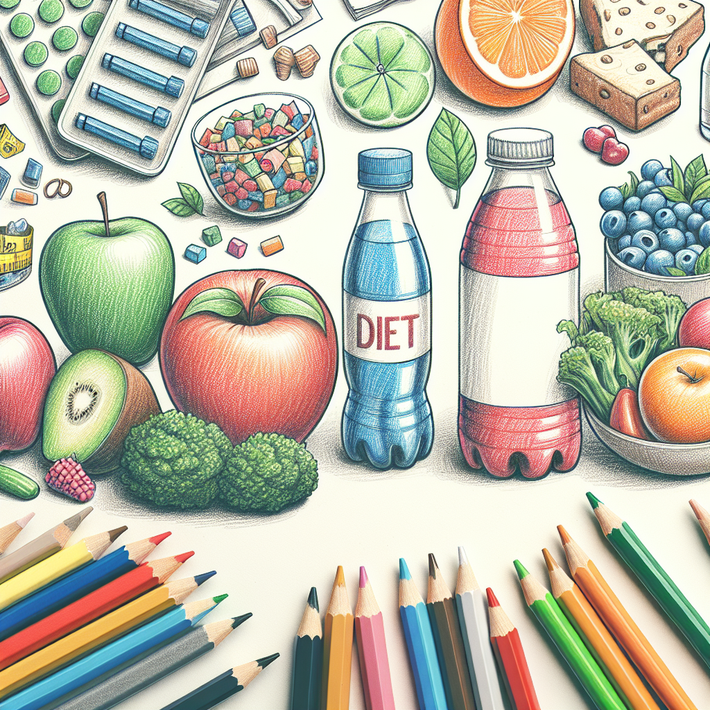 Pastelková ilustrace znázorňující téma: Diety a výživa