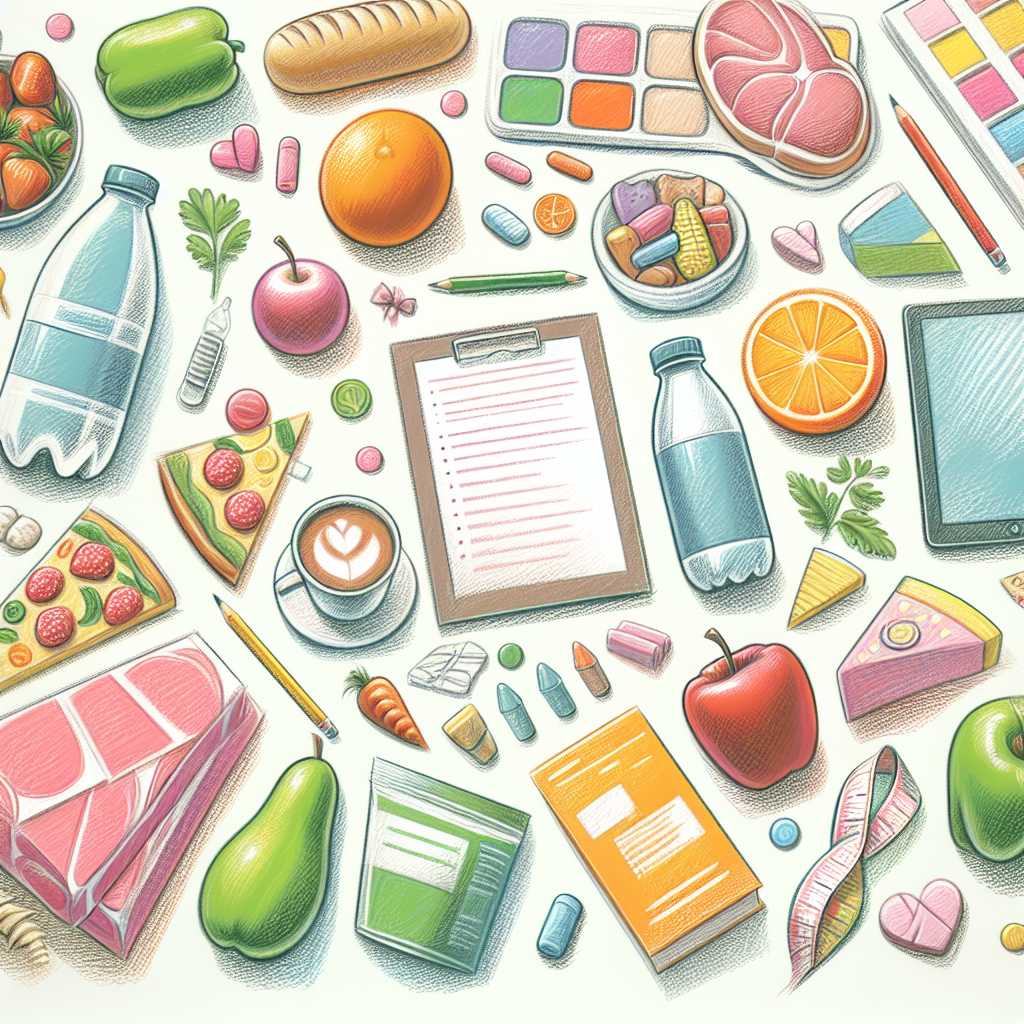 Pastelková ilustrace znázorňující téma: Diety a výživa