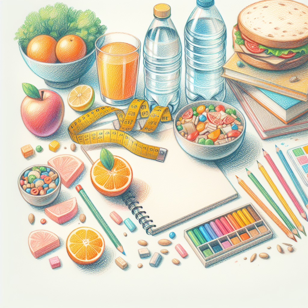Pastelková ilustrace znázorňující téma: Diety a výživa