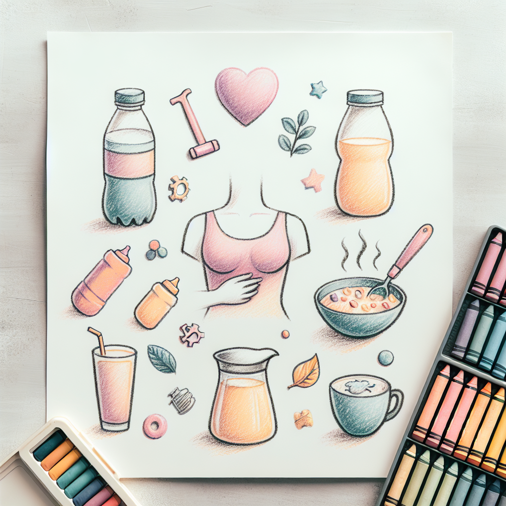 Pastelková ilustrace znázorňující téma: Výživa po porodu