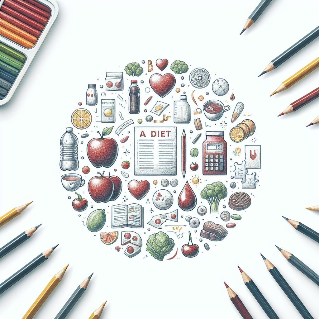 Pastelková ilustrace znázorňující téma: Výživa a diety