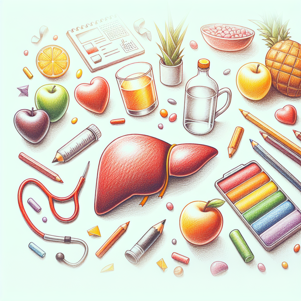Pastelková ilustrace znázorňující téma: Zdraví jater