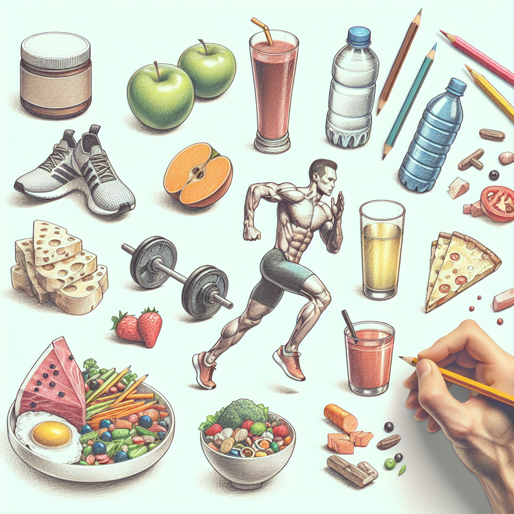 Pastelková ilustrace znázorňující téma: Sportovní výživa