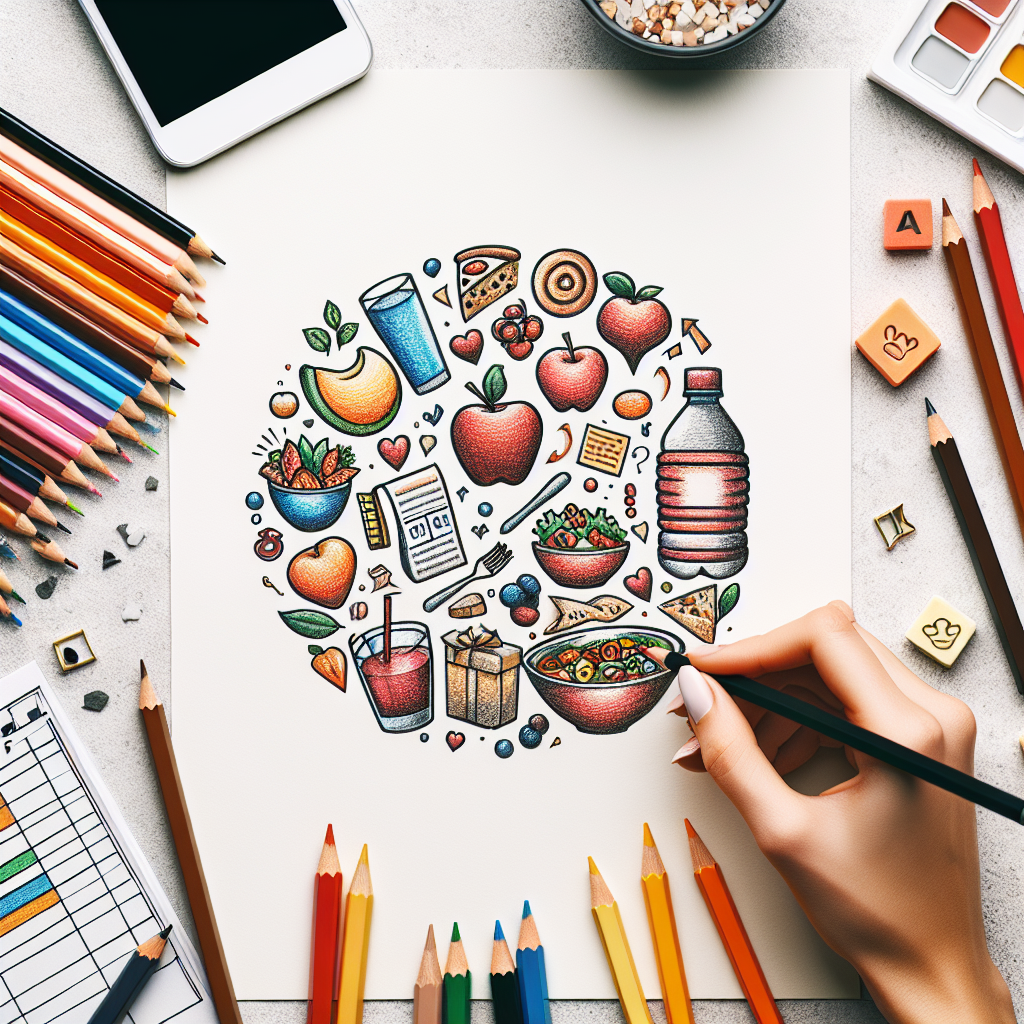 Pastelková ilustrace znázorňující téma: Stravování