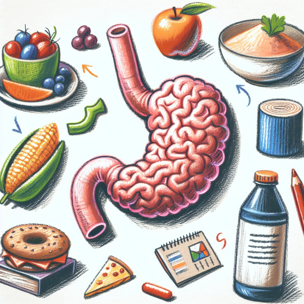 Pastelková ilustrace znázorňující téma: Trávicí zdraví