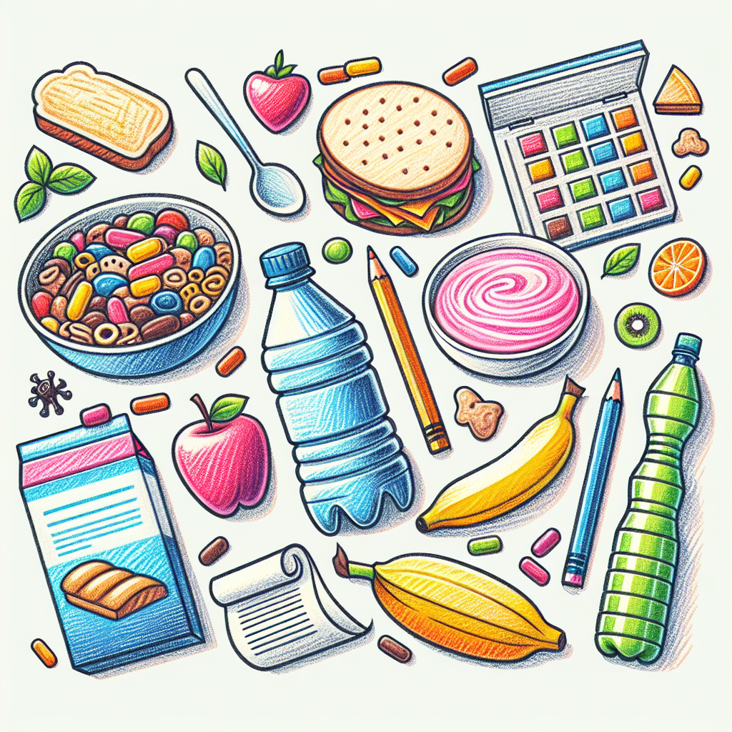 Pastelková ilustrace znázorňující téma: Zdraví a výživa