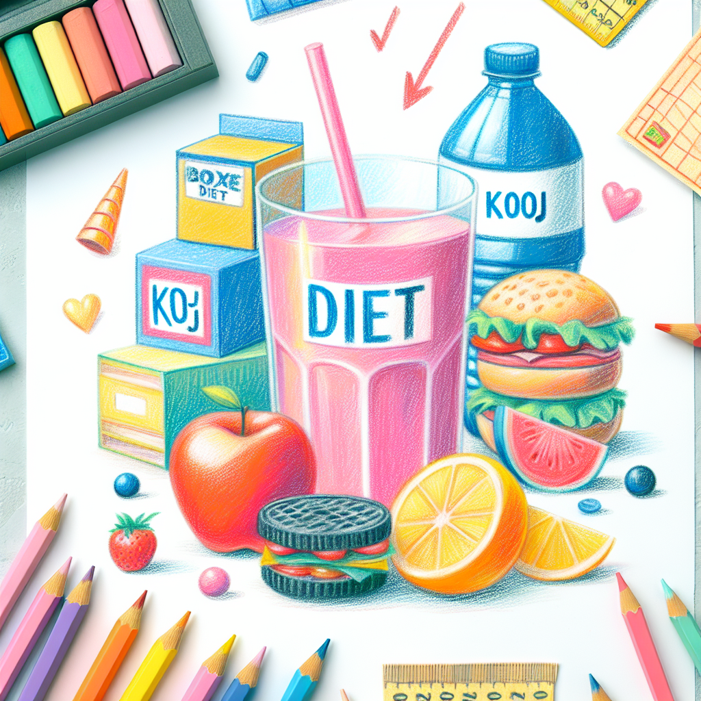 Pastelková ilustrace znázorňující téma: Diety a výživa