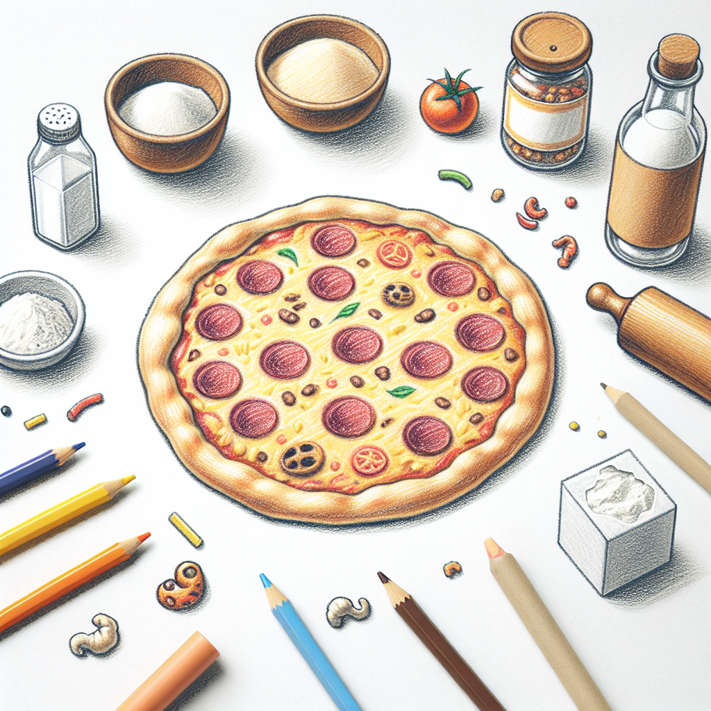 Pastelková ilustrace znázorňující téma: Recepty na pizzu