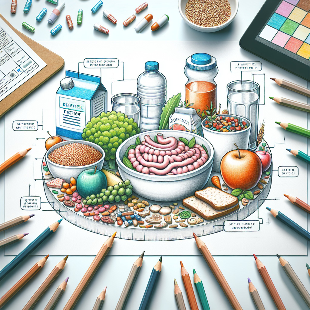 Pastelková ilustrace znázorňující téma: Diety