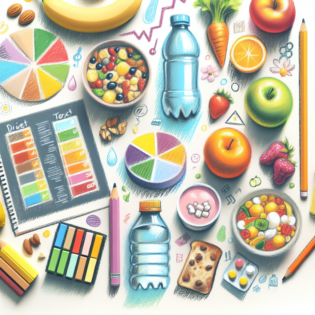 Pastelková ilustrace znázorňující téma: Diety