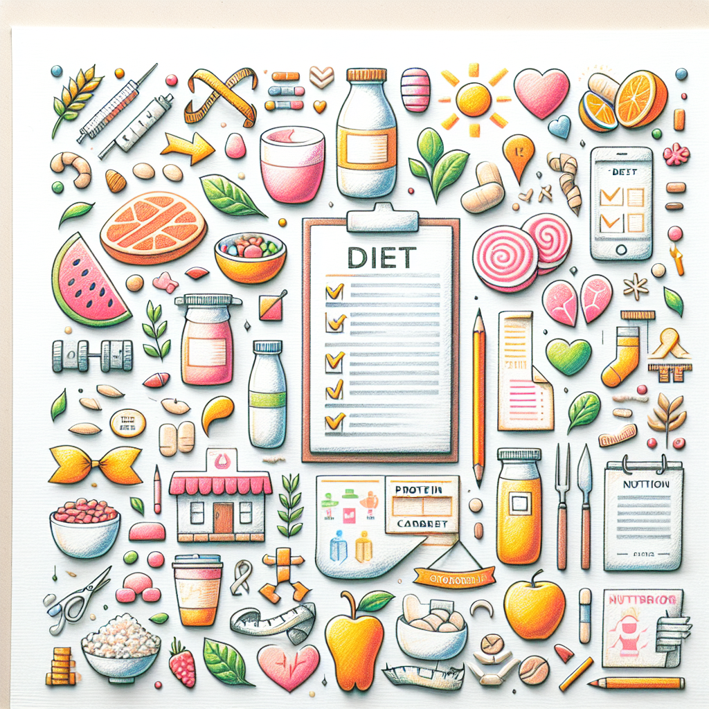 Pastelková ilustrace znázorňující téma: Diety