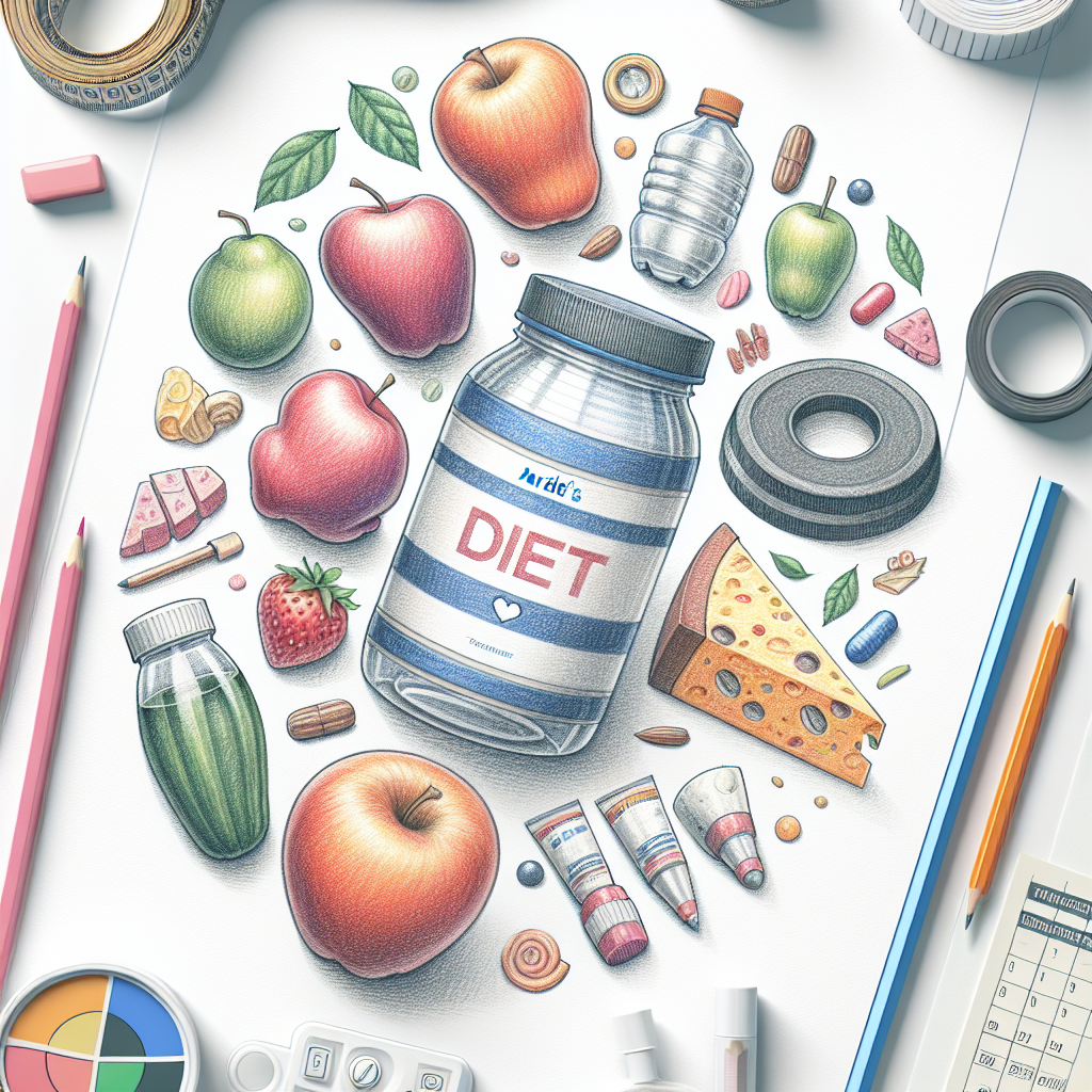 Pastelková ilustrace znázorňující téma: Diety a výživa
