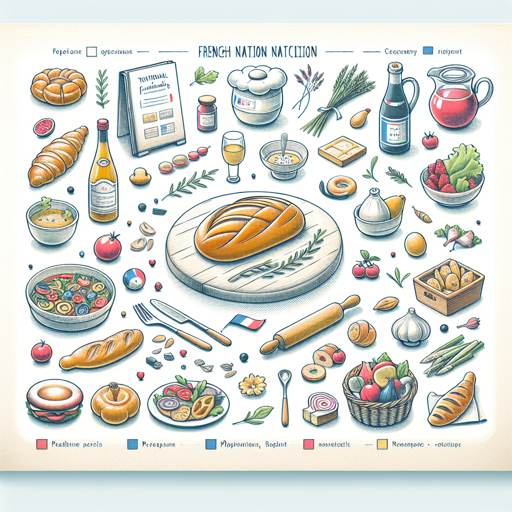 Pastelková ilustrace znázorňující téma: Francouzská kuchyně