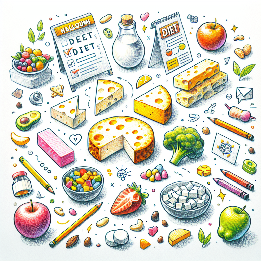 Pastelková ilustrace znázorňující téma: Diety a stravování