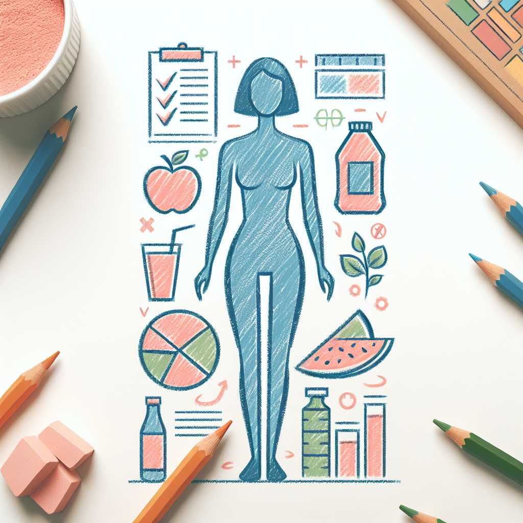 Pastelková ilustrace znázorňující téma: Diety a výživa