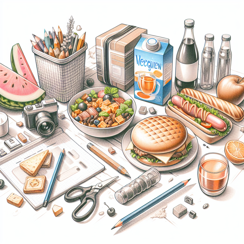 Pastelková ilustrace znázorňující téma: Stravování na cestách