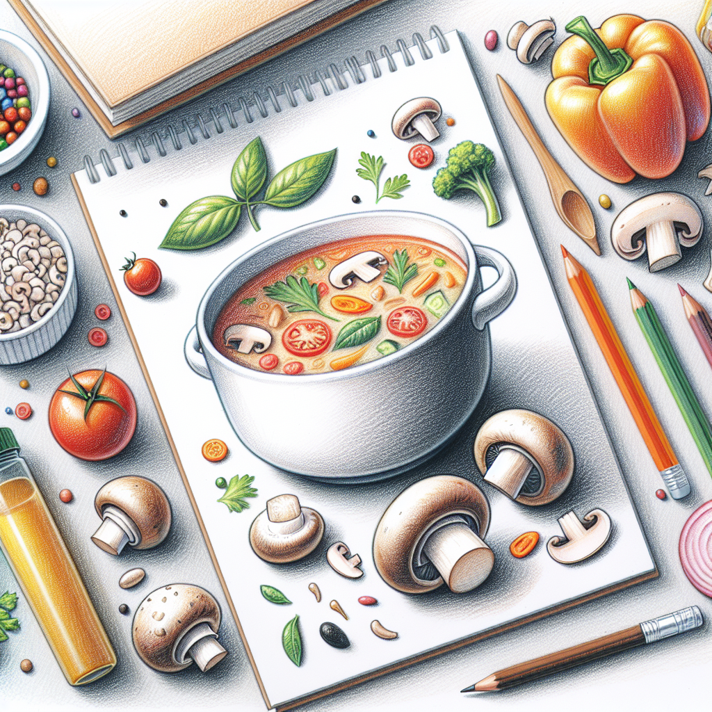 Pastelková ilustrace znázorňující téma: Polévky