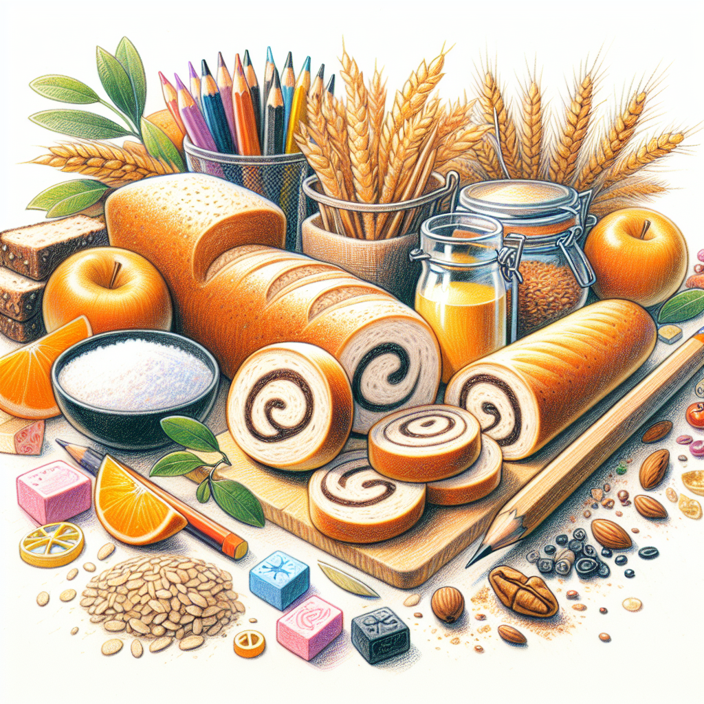 Pastelková ilustrace znázorňující téma: Pečivo