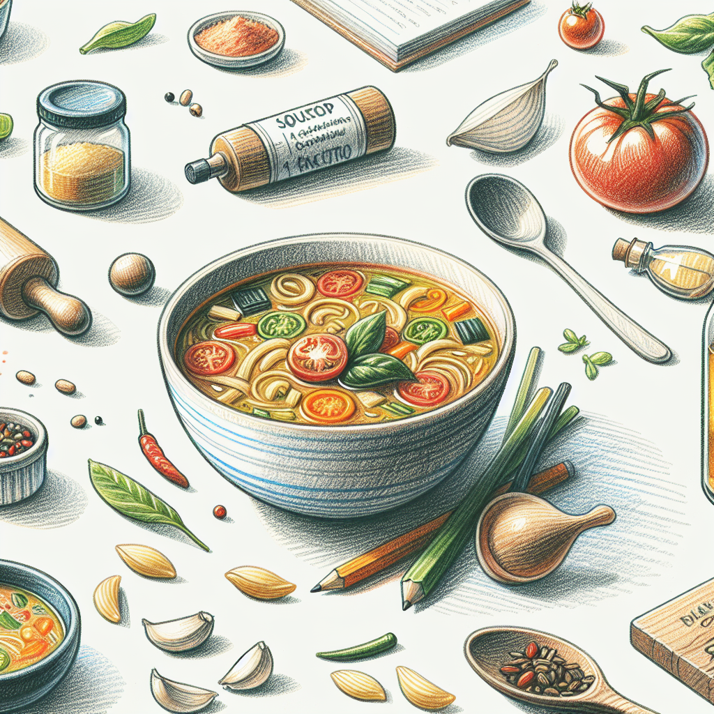 Pastelková ilustrace znázorňující téma: Italská kuchyně