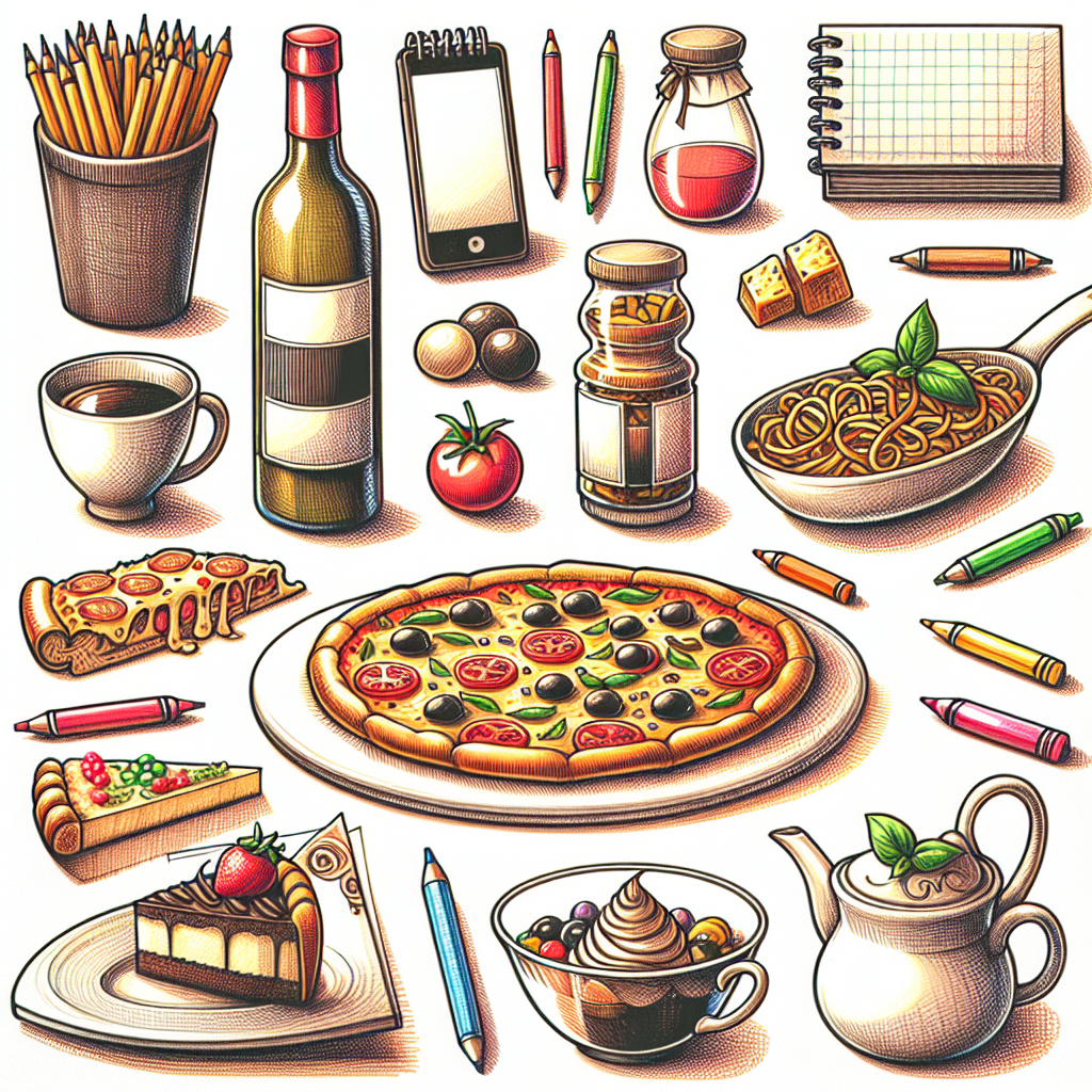 Pastelková ilustrace znázorňující téma: Kuchyně