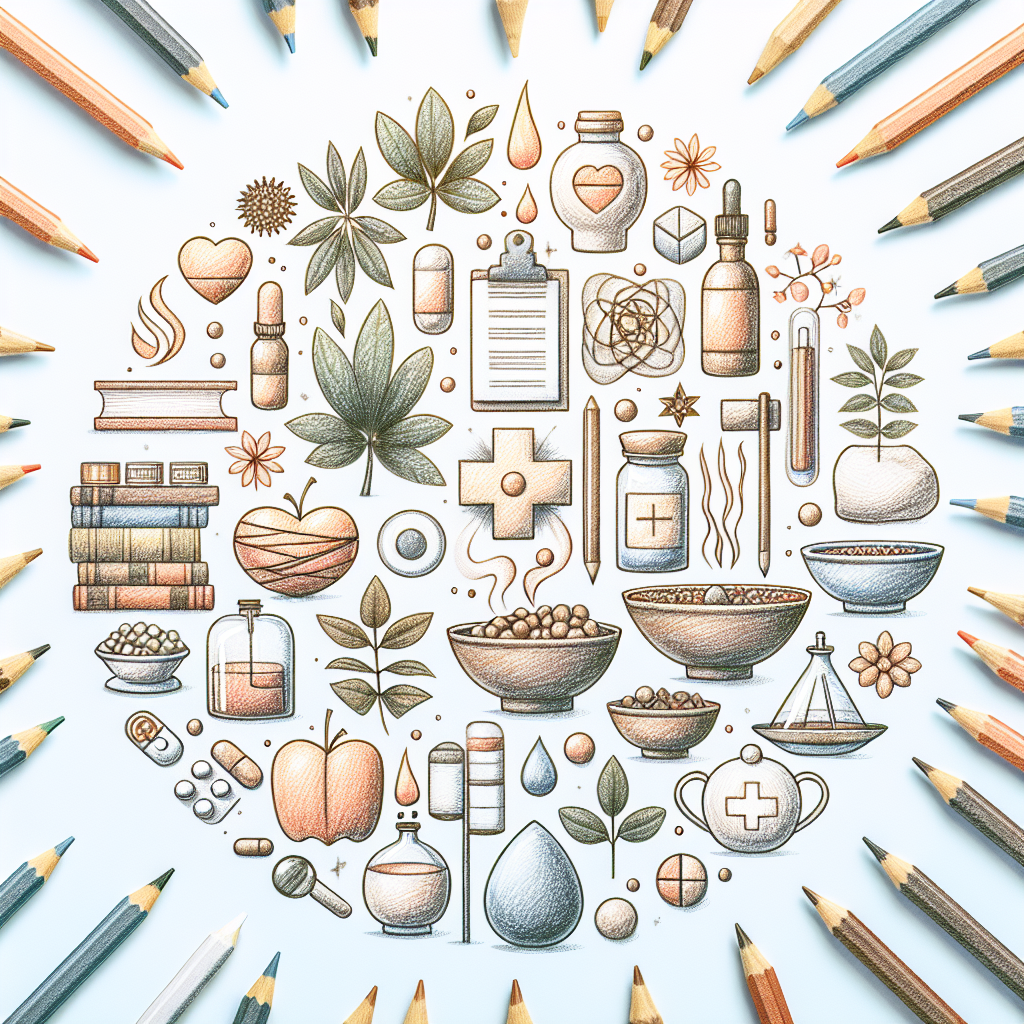 Pastelková ilustrace znázorňující téma: Alternativní medicína