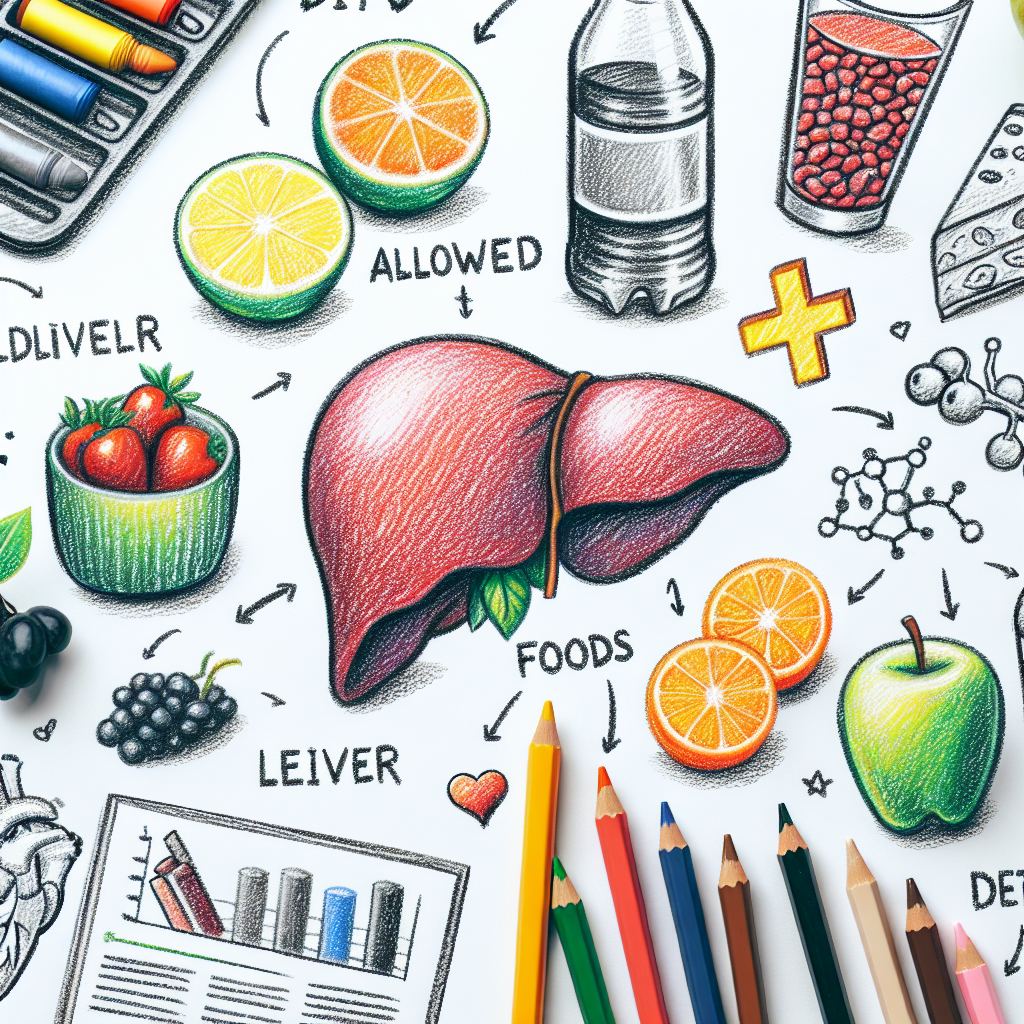 Pastelková ilustrace znázorňující téma: Jaterní dieta