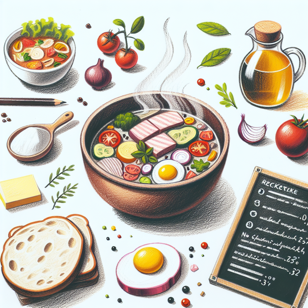 Pastelková ilustrace znázorňující téma: Česká kuchyně