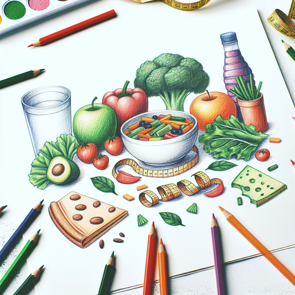 Pastelková ilustrace znázorňující téma: Hubnutí
